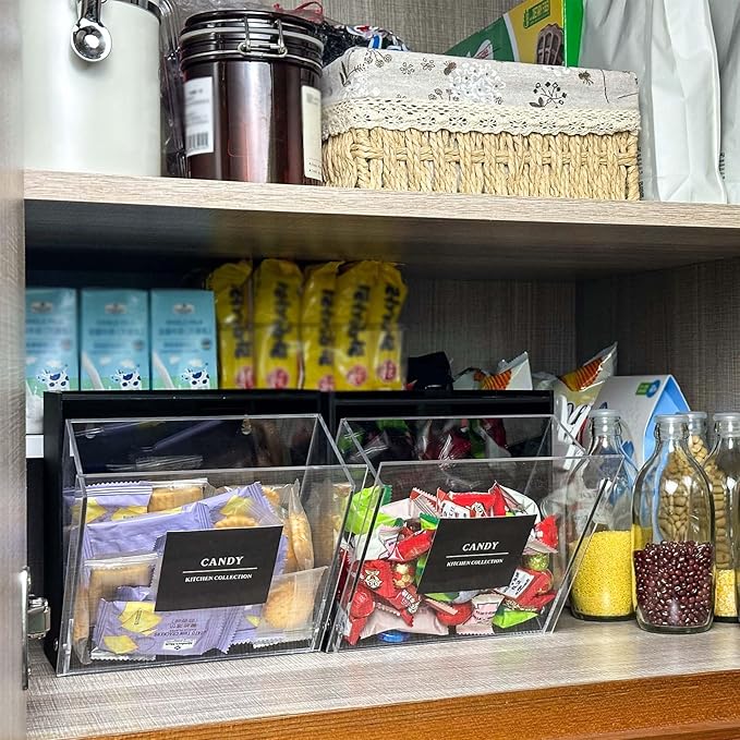 Laundry Pods Container, Acrylic Wall Mounted Organizer with Extra Labels, Candy Dispenser Coffee Pod Holder Dishwasher Pods Case for Home,Kitchen, Office, Black