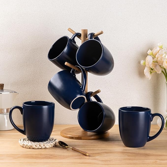 GBHOME 12oz Coffee Mugs Set of 6, Large Ceramic Coffee Mugs for Man, Woman, Dad, Mom, Modern Coffee Mugs Set with handle for Tea/Latte/Cappuccino/Milk/Cocoa. Dishwasher&Microwave Safe,Multi-Color