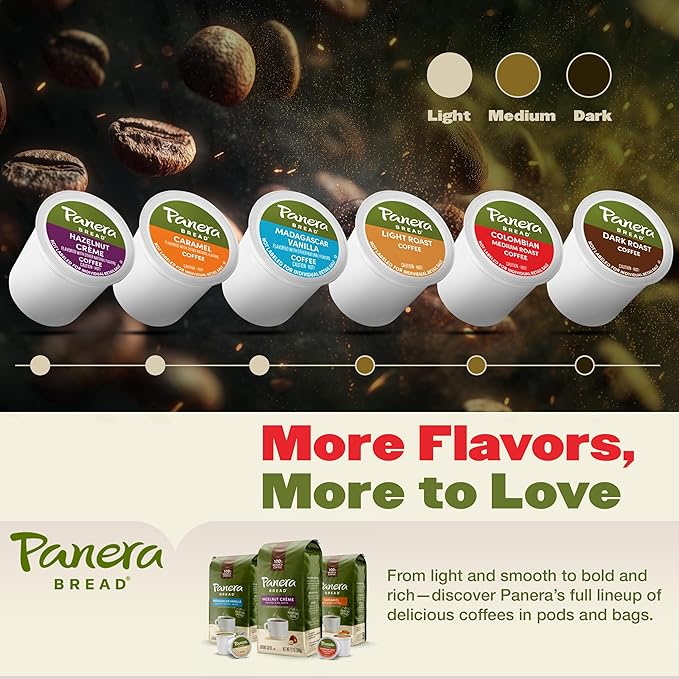 Panera Bread Colombian Coffee Cups, 100% Arabica Medium Roast, Smooth & Balanced with Brown Sugar Notes, No Artificial Ingredients, 60 Single Serve Pods (6 Packs of 10)