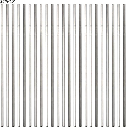 200 Pack Straight Metal Straws,8.5Inch Reusable Drinking Stainless Steel Straws For Wholesale for 20oz Tumblers Yeti Cups Travel Mugs,Dishwasher Safe (200Pack Straight-Silver 8.5")