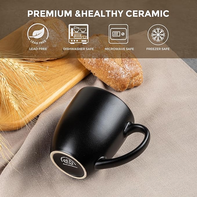 GBHOME 12oz Coffee Mugs Set of 6, Large Ceramic Coffee Mugs for Man, Woman, Dad, Mom, Modern Coffee Mugs Set with handle for Tea/Latte/Cappuccino/Milk/Cocoa. Dishwasher&Microwave Safe,Multi-Color