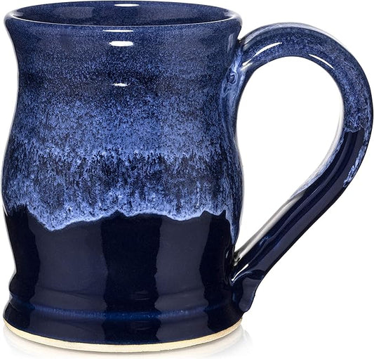 20oz Barrel Coffee Mug Handmade in the USA (Sapphire Blue/White)
